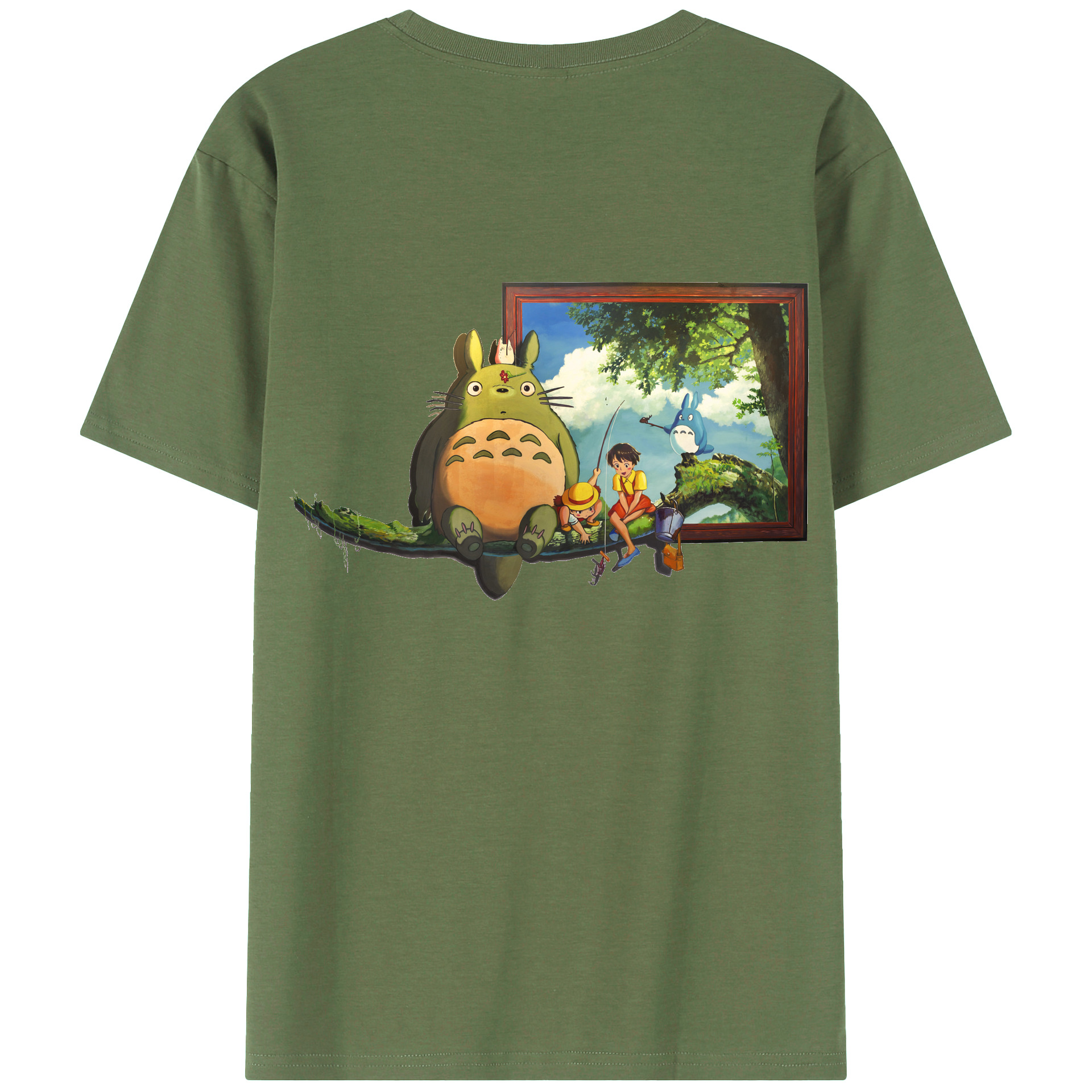 （画像用） となりのトトロ 草壁メイ 草壁サツキ My Neighbor Totoro Satsuki Kusakabe Mei Kusakabe 綿100％ メンズ半袖Tシャツ（バックプリント） 通気性